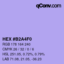 Color code: HEX #B2A4F0 | qconv.com