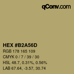 Color code: HEX #B2A56D | qconv.com
