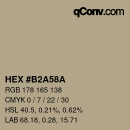 カラーコード: HEX #B2A58A | qconv.com