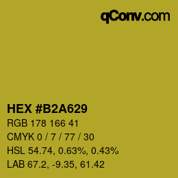 颜色代码: HEX #B2A629 | qconv.com