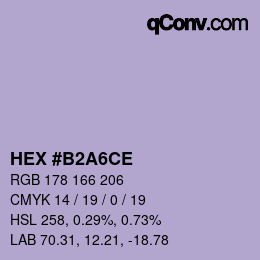 Farbcode: HEX #B2A6CE | qconv.com