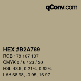 カラーコード: HEX #B2A789 | qconv.com