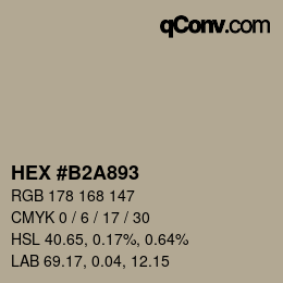 颜色代码: HEX #B2A893 | qconv.com