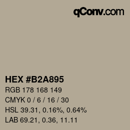 Farbcode: HEX #B2A895 | qconv.com