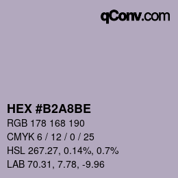 Color code: HEX #B2A8BE | qconv.com