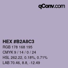 颜色代码: HEX #B2A8C3 | qconv.com