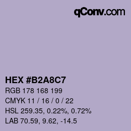 カラーコード: HEX #B2A8C7 | qconv.com