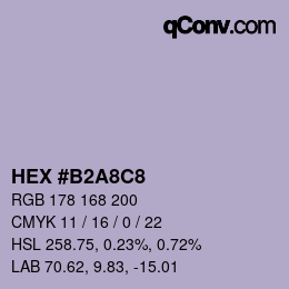 颜色代码: HEX #B2A8C8 | qconv.com