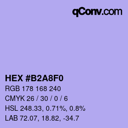 颜色代码: HEX #B2A8F0 | qconv.com