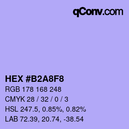 Color code: HEX #B2A8F8 | qconv.com