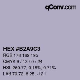 Code couleur: HEX #B2A9C3 | qconv.com
