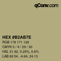 Color code: HEX #B2AB7E | qconv.com