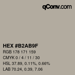 Color code: HEX #B2AB9F | qconv.com