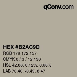 Farbcode: HEX #B2AC9D | qconv.com