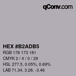 颜色代码: HEX #B2ADB5 | qconv.com