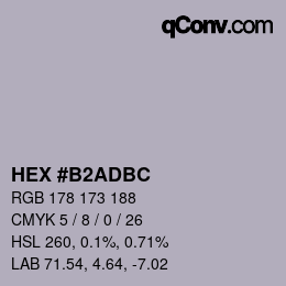 カラーコード: HEX #B2ADBC | qconv.com