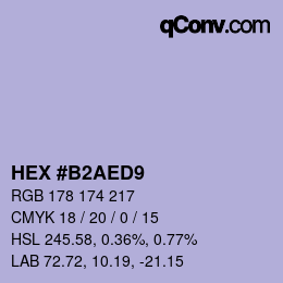 Color code: HEX #B2AED9 | qconv.com
