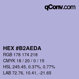 Color code: HEX #B2AEDA | qconv.com