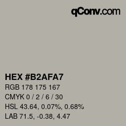 Code couleur: HEX #B2AFA7 | qconv.com