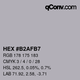 Color code: HEX #B2AFB7 | qconv.com