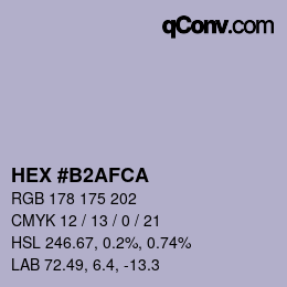 カラーコード: HEX #B2AFCA | qconv.com