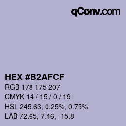 颜色代码: HEX #B2AFCF | qconv.com
