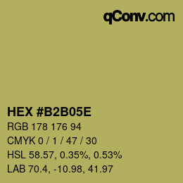 Color code: HEX #B2B05E | qconv.com