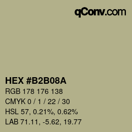 颜色代码: HEX #B2B08A | qconv.com