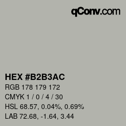 Color code: HEX #B2B3AC | qconv.com