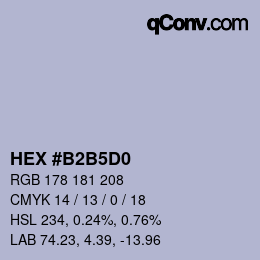 カラーコード: HEX #B2B5D0 | qconv.com