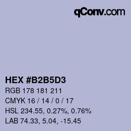颜色代码: HEX #B2B5D3 | qconv.com