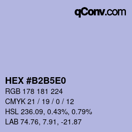 Color code: HEX #B2B5E0 | qconv.com