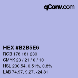 Color code: HEX #B2B5E6 | qconv.com