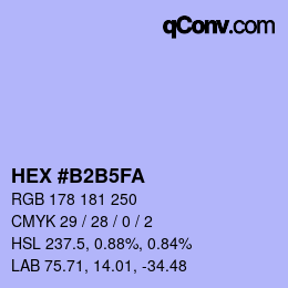 カラーコード: HEX #B2B5FA | qconv.com