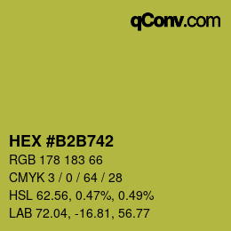 カラーコード: HEX #B2B742 | qconv.com