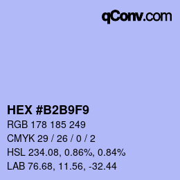 颜色代码: HEX #B2B9F9 | qconv.com