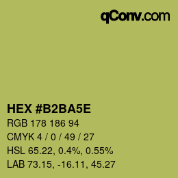 Farbcode: HEX #B2BA5E | qconv.com