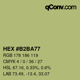 Color code: HEX #B2BA77 | qconv.com