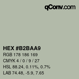 Color code: HEX #B2BAA9 | qconv.com