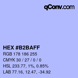 Color code: HEX #B2BAFF | qconv.com