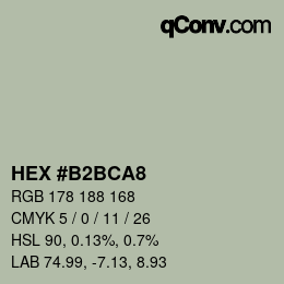 Color code: HEX #B2BCA8 | qconv.com