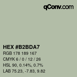 Color code: HEX #B2BDA7 | qconv.com