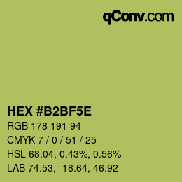 Color code: HEX #B2BF5E | qconv.com