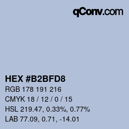 颜色代码: HEX #B2BFD8 | qconv.com