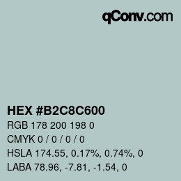 颜色代码: HEX #B2C8C600 | qconv.com