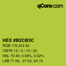 Code couleur: HEX #B2CB3C | qconv.com