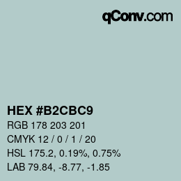 Color code: HEX #B2CBC9 | qconv.com