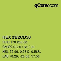 Color code: HEX #B2CD50 | qconv.com