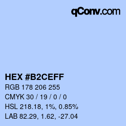 Color code: HEX #B2CEFF | qconv.com