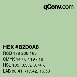 Color code: HEX #B2D0A8 | qconv.com